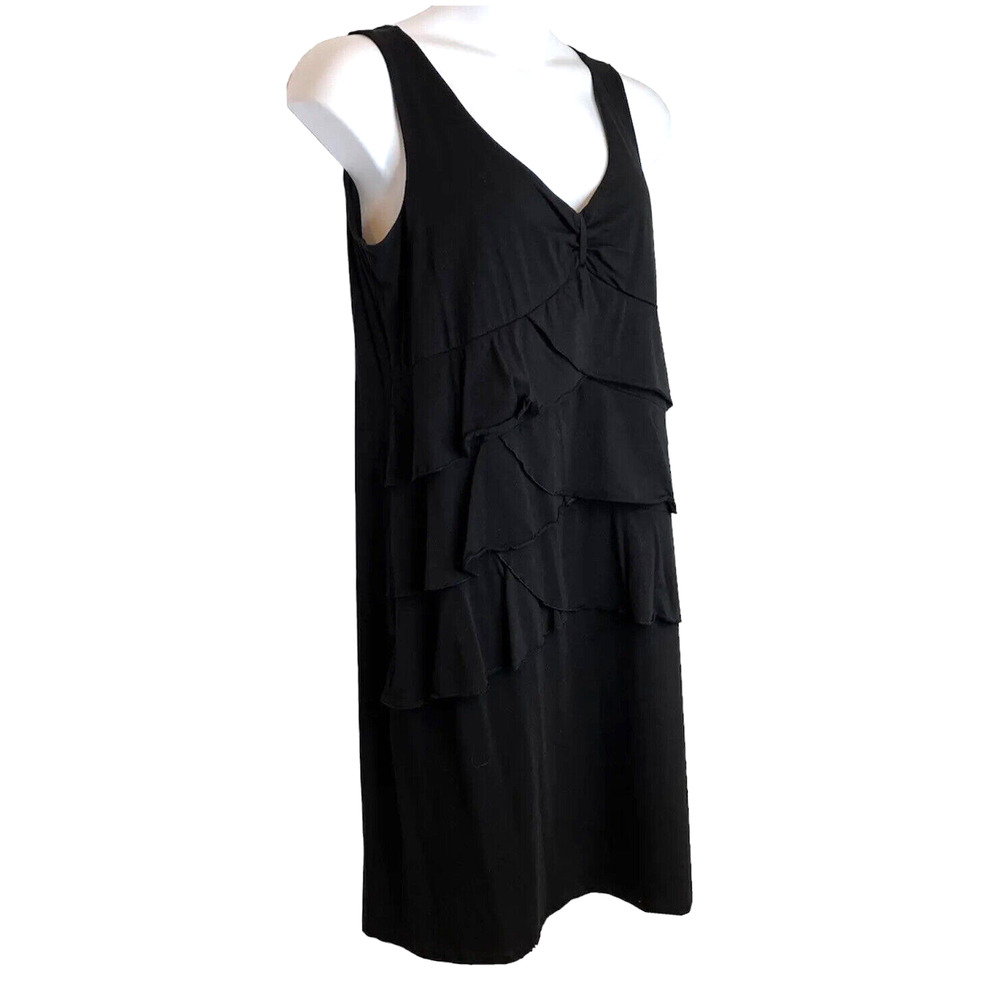 Nygard Collection‎ Dress Women's Plus Size 0X Jersey Knit Ruffle Tiered Black